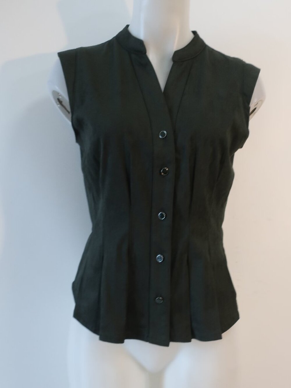 NWT Womens Bagatelle Collection Dark Green (Item-12) Pleated Faux Suede Top S